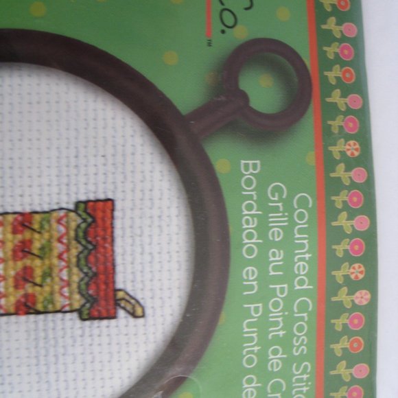 New Studio 18 Mary & Co Counted Cross Stitch Mini Kit Christmas Stocking w/ Hoop - Picture 4 of 10